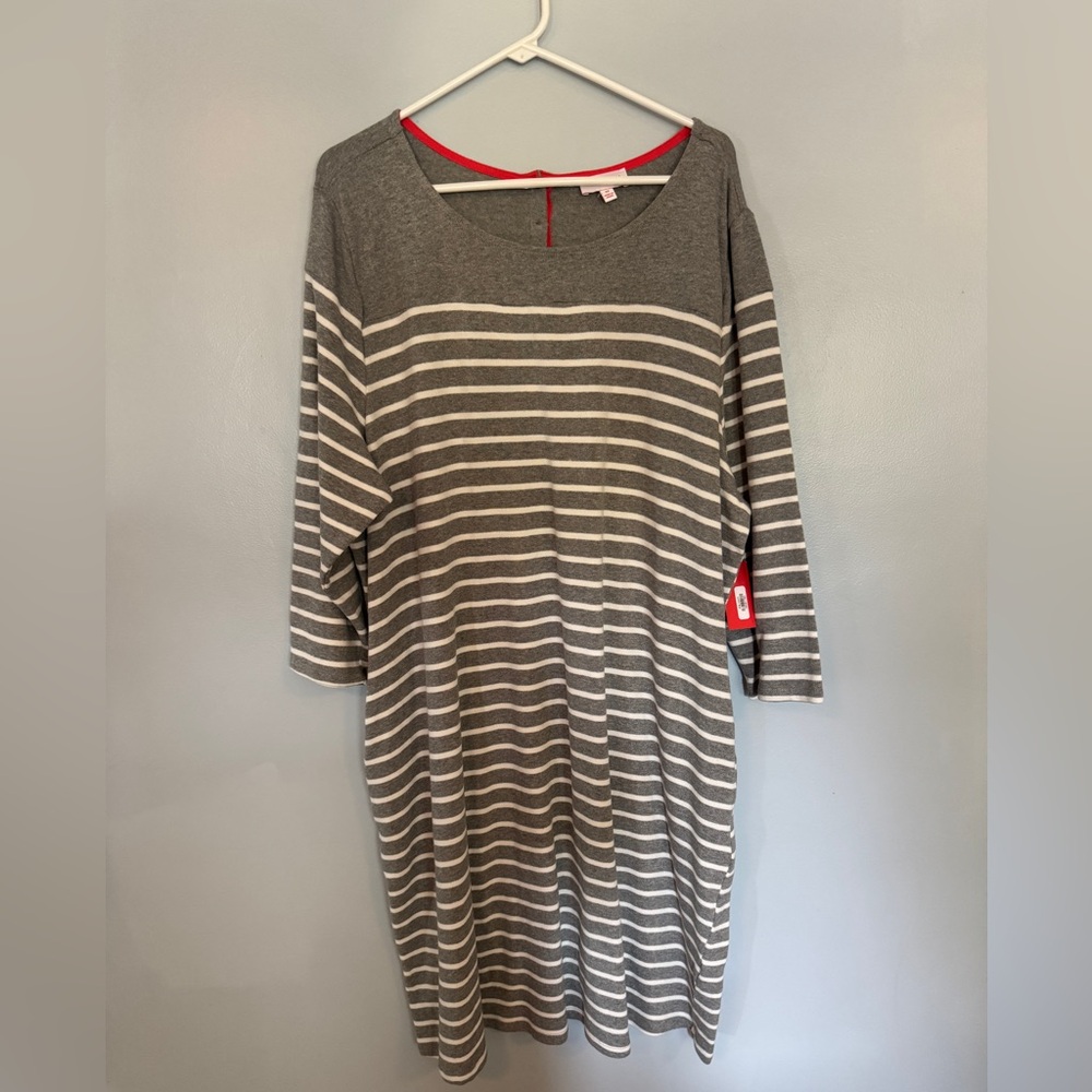 Gray and White Striped Dress